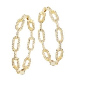 Adina Eden 14K-Gold-Plated & Cubic Zirconia Triple-Link Hoop Earrings